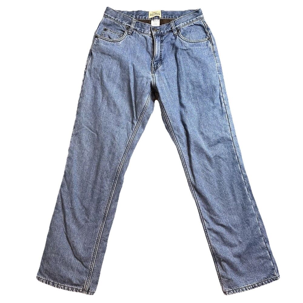 Red Head Mens 31x32 Jeans Blue Fleece Lined Straight Leg Relaxed Fit Outdoor GUC